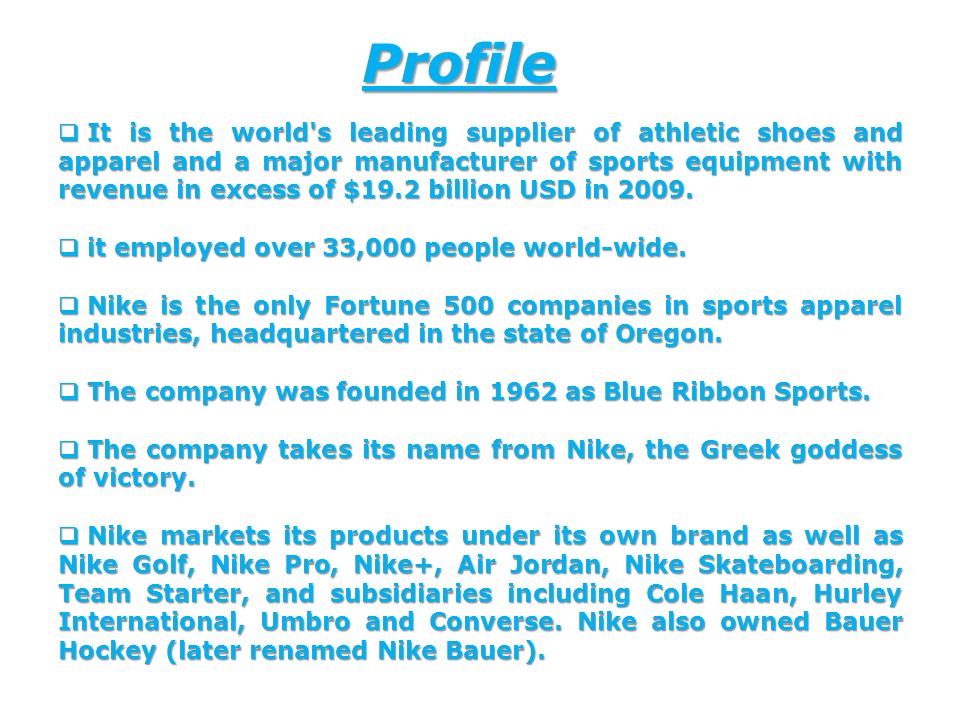 nike company profile