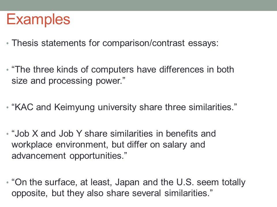 example of comparison contrast essays