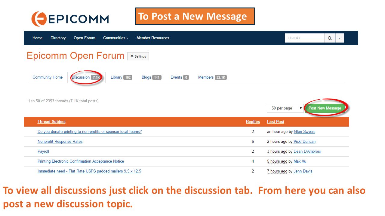 To view all discussions just click on the discussion tab.
