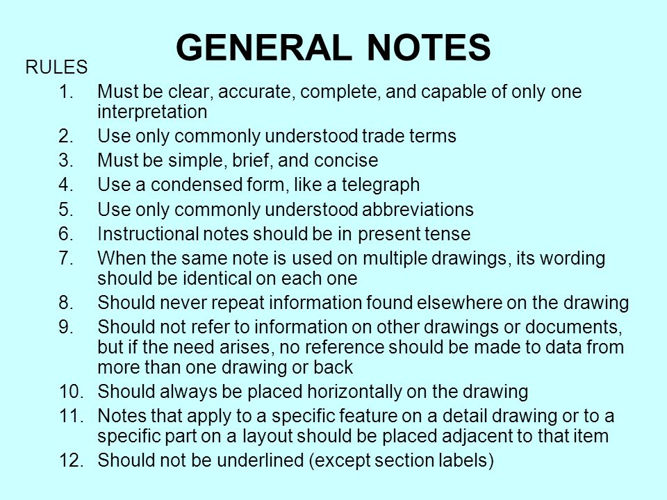 general notes