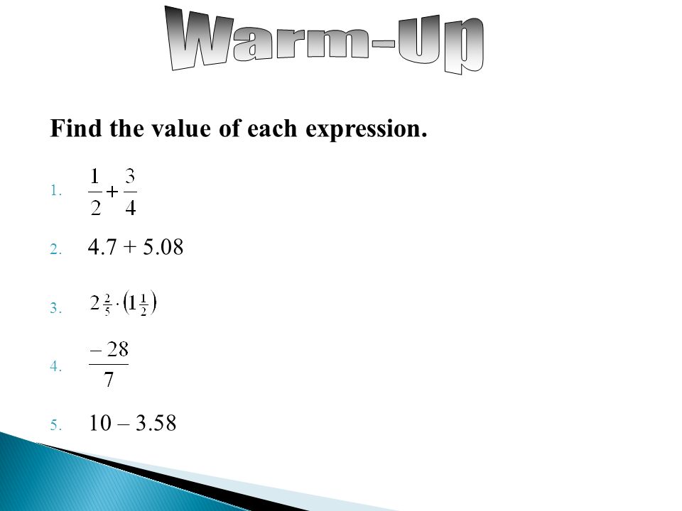 Find the value of each expression – 3.58