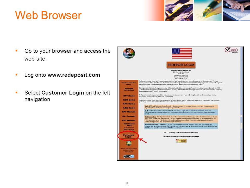 Web Browser 10  Go to your browser and access the web-site.