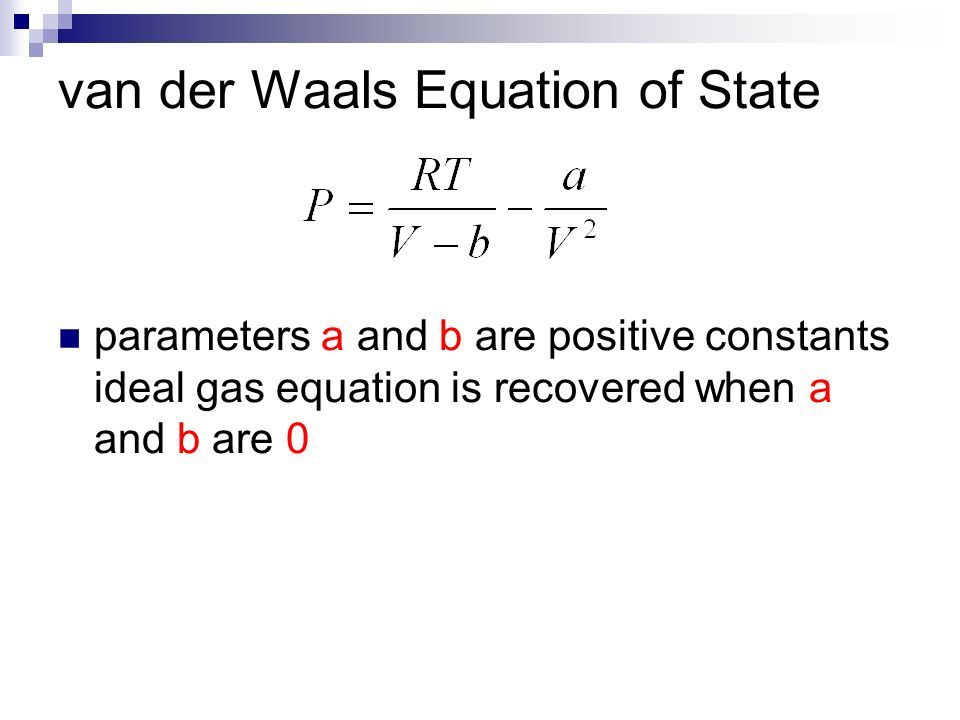 Van Der Waals Equation Chemistry Talkchannels Cubic Equation Of State Van Der Waals David Bilhartz Erin Lee