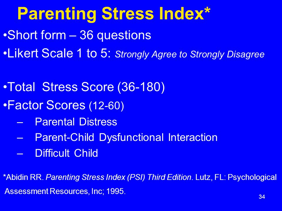 resources a strong predictor of impact for families of infants with parenting stress index short form