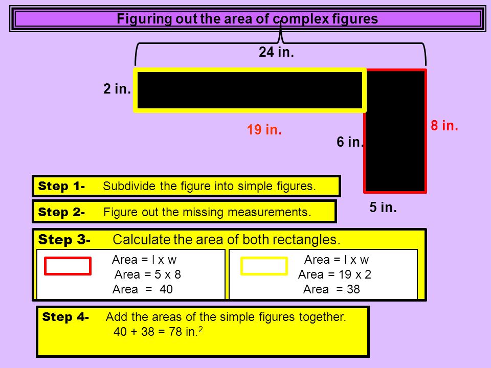 Figuring out the area of complex figures 8 in. 6 in.