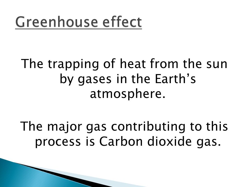 The trapping of heat from the sun by gases in the Earth’s atmosphere.