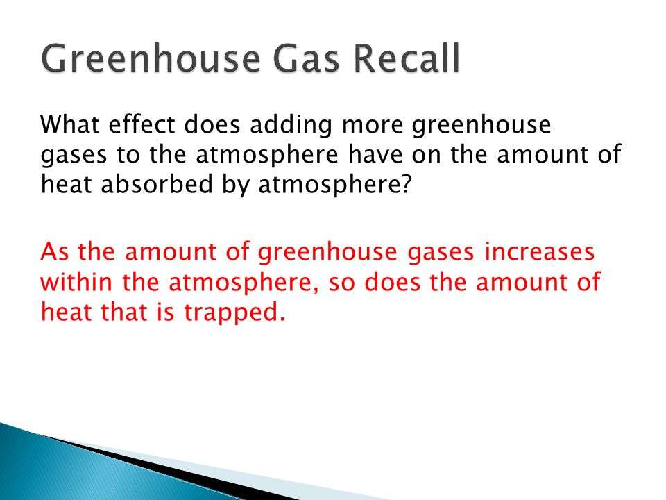 What effect does adding more greenhouse gases to the atmosphere have on the amount of heat absorbed by atmosphere.