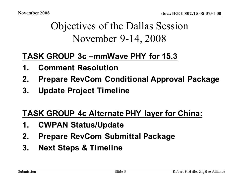 doc.: IEEE Submission November 2008 Robert F.
