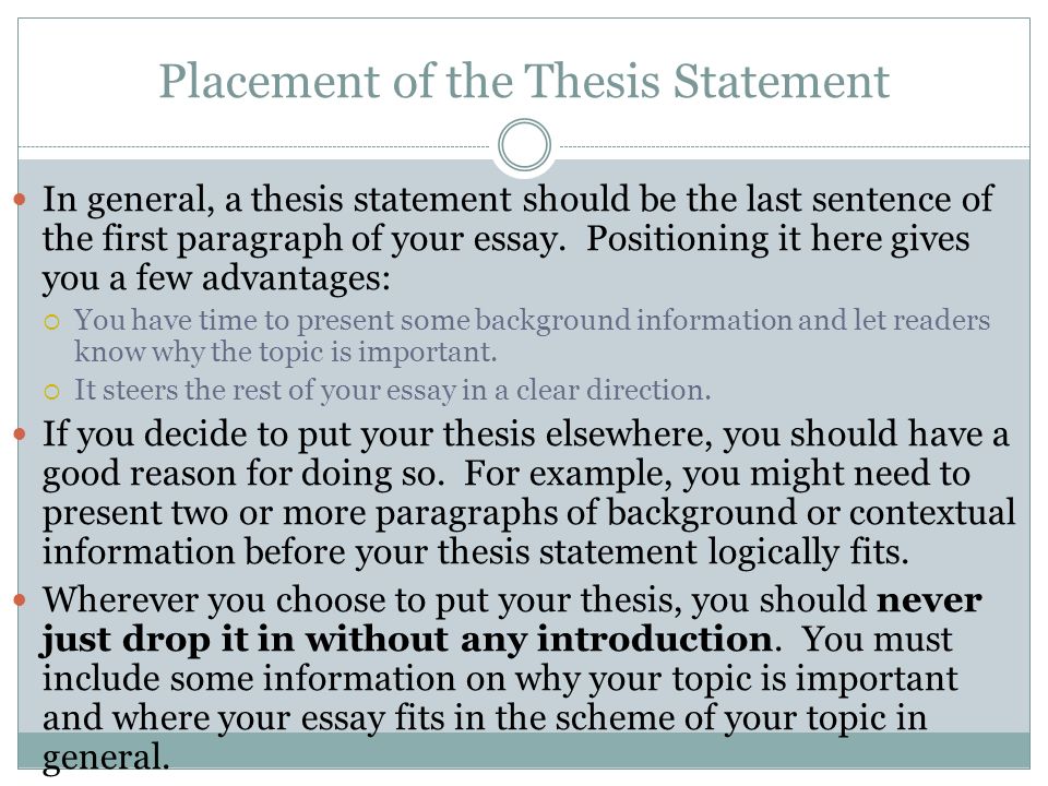Thesis statement placement apa