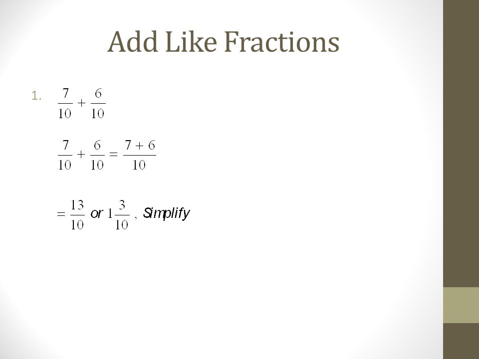 Add Like Fractions 1.