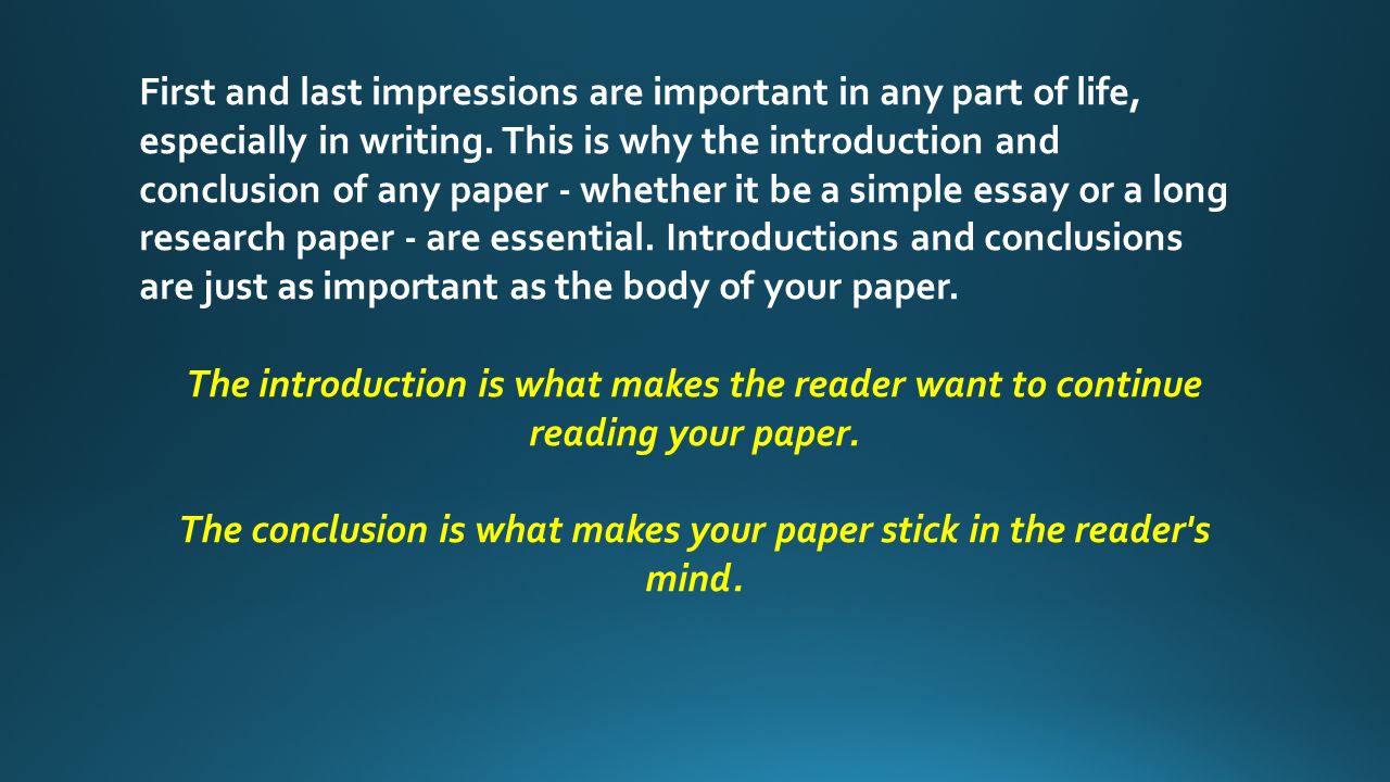 Introduction and conclusion of research paper