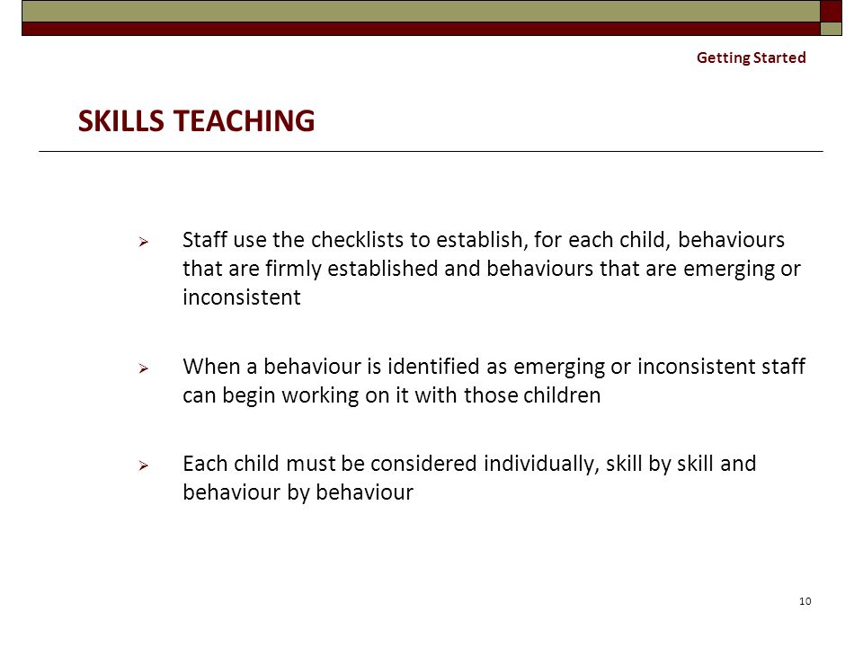 Do teachers have established child behavior checklists?