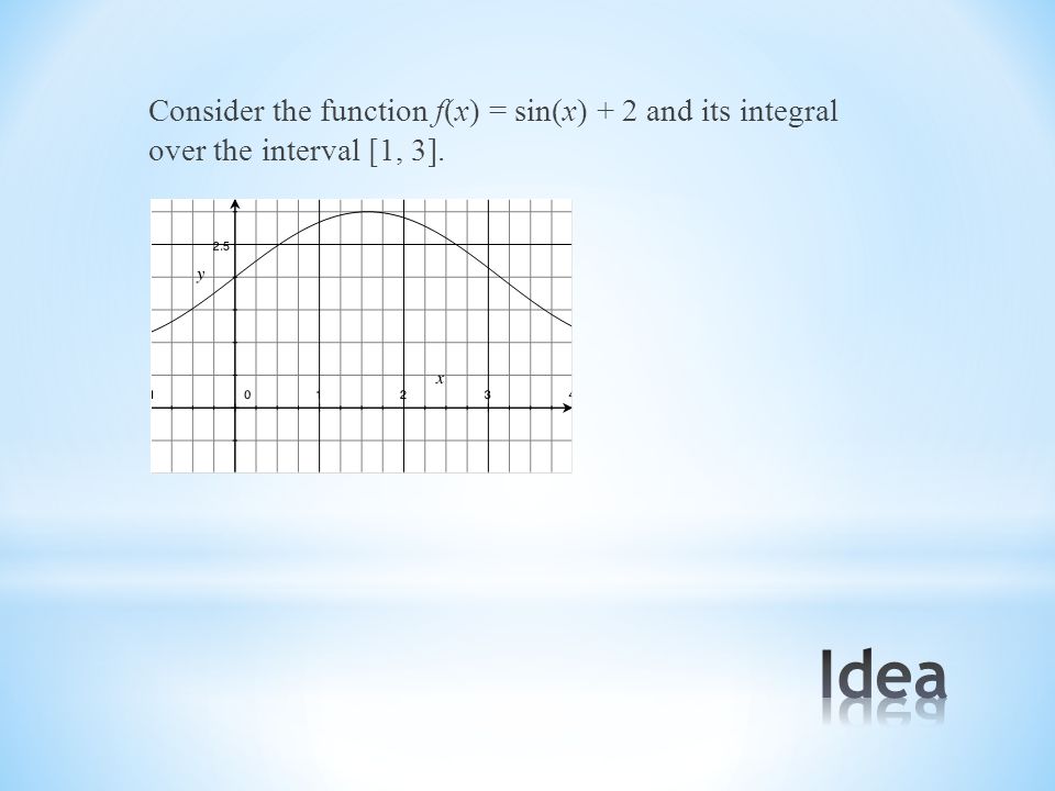 Consider the function f(x) = sin(x) + 2 and its integral over the interval [1, 3].