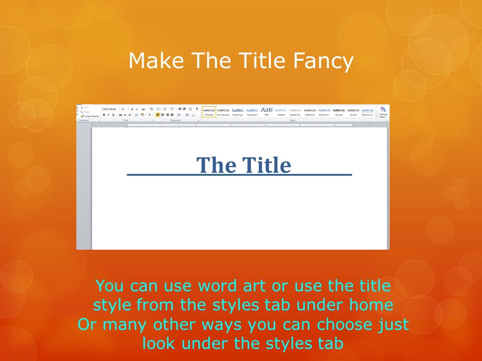 making a title page in word