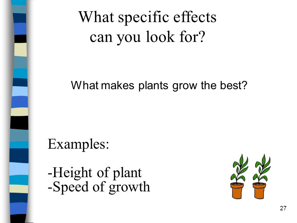 What makes plants grow the best. What specific effects can you look for.
