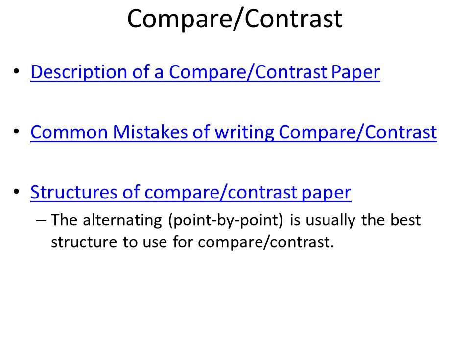Which of the two types of formatting are acceptable for a compare/contrast essay