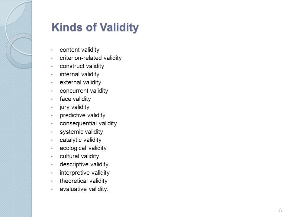 Definition of types of reliability and validity in a dissertation