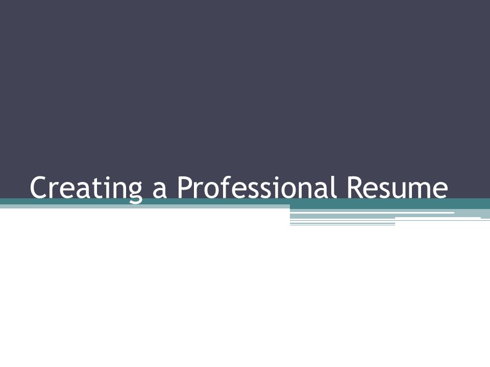 creating a professional resume