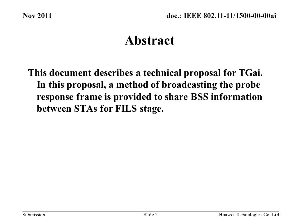 doc.: IEEE / ai Submission Nov 2011 Huawei Technologies Co.
