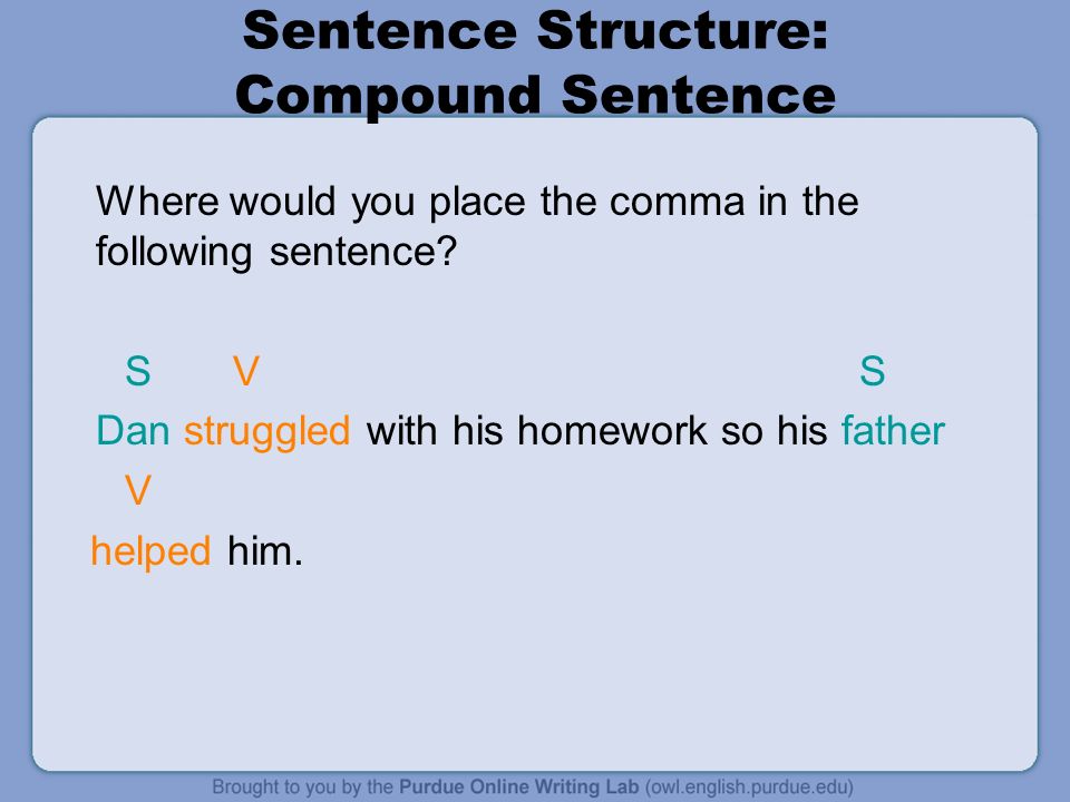 Sentence Structure: Compound Sentence Where would you place the comma in the following sentence.