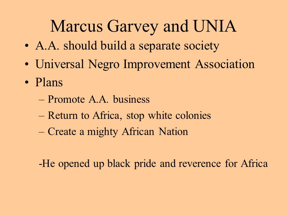 Marcus Garvey and UNIA A.A.