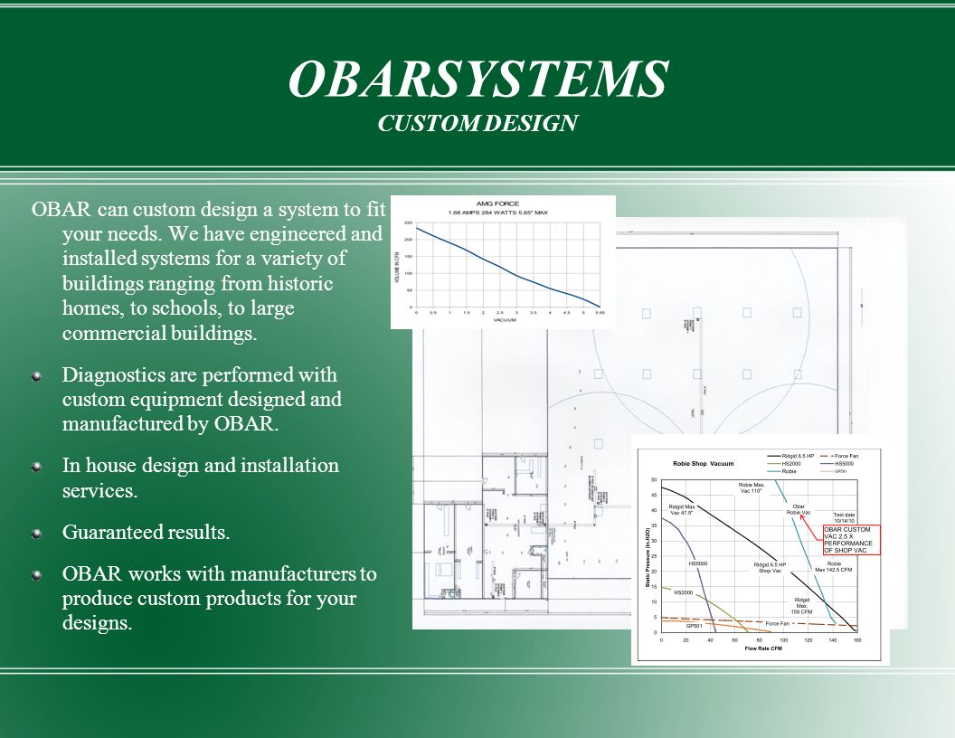 OBARSYSTEMS CUSTOM DESIGN OBAR can custom design a system to fit your needs.