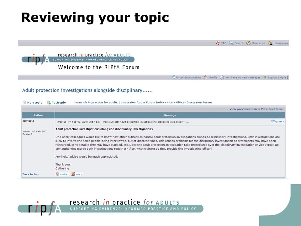 Reviewing your topic