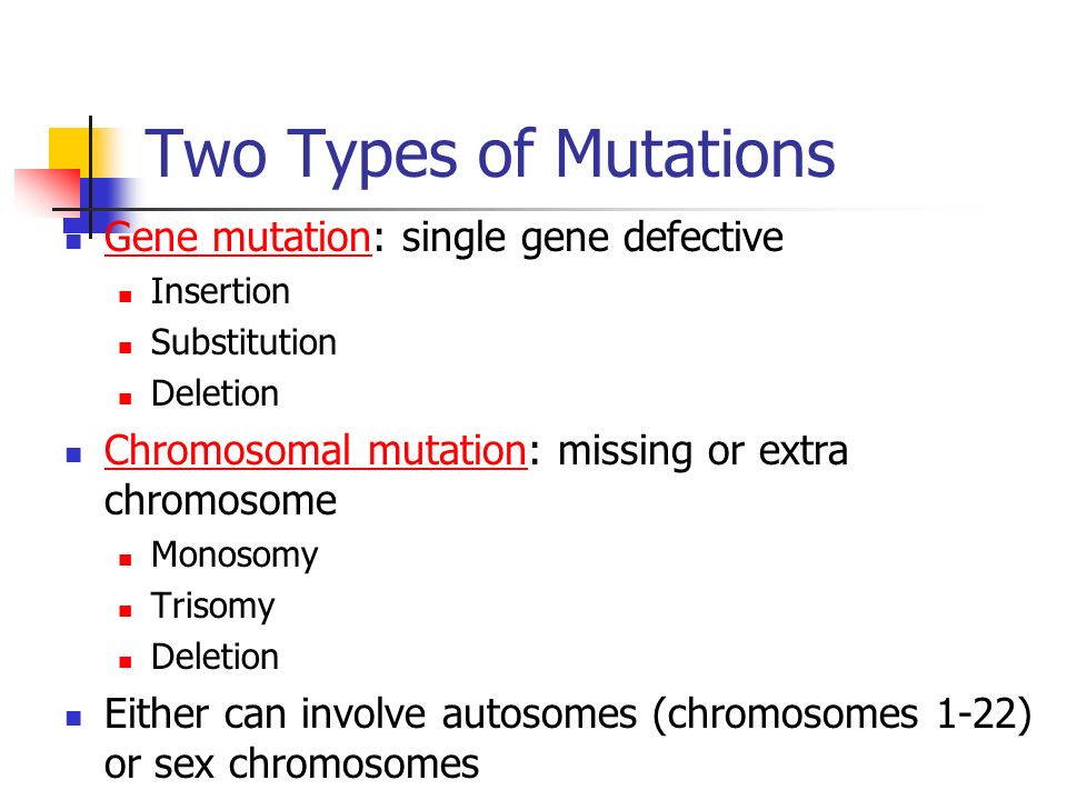 two types of mutations gene mutation single gene defective types of mutations