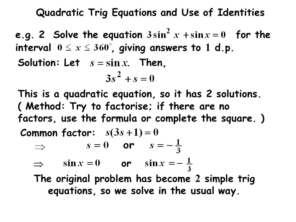 Quadratic Trigonometric Equations Talkchannels Solving Simple Trig Equations Talkchannels