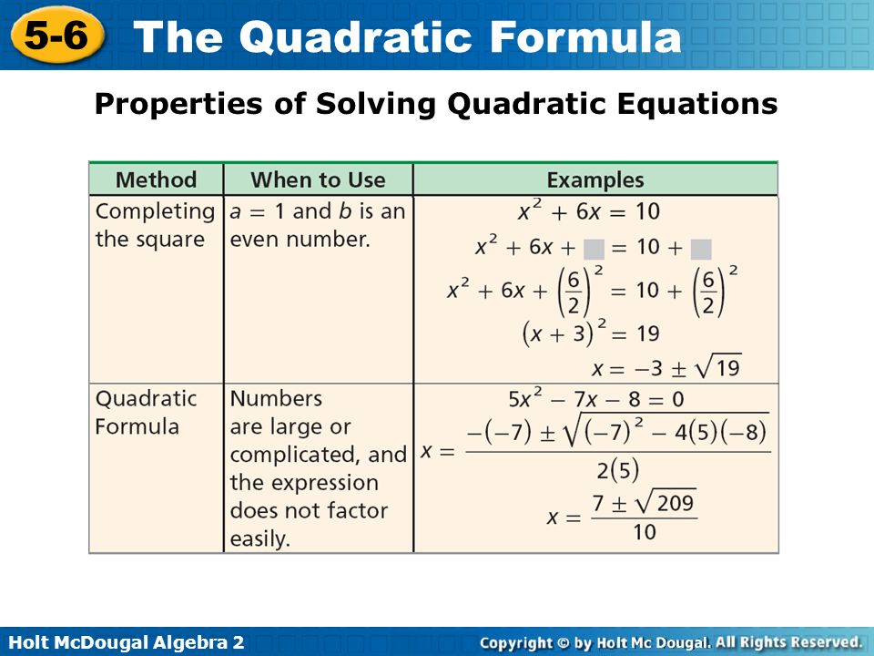 Algebra 2 Quadratic Equations Talkchannels Holt Mcdougal Algebra The Quadratic Formula 5 6 Expressions 2 Worksheet