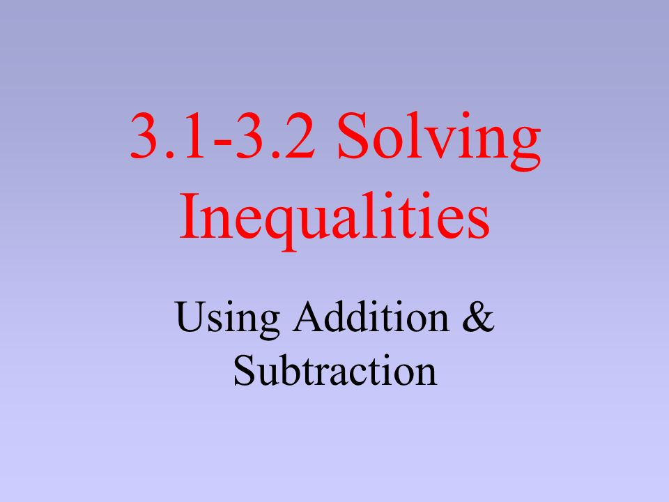 Solving Inequalities Using Addition & Subtraction