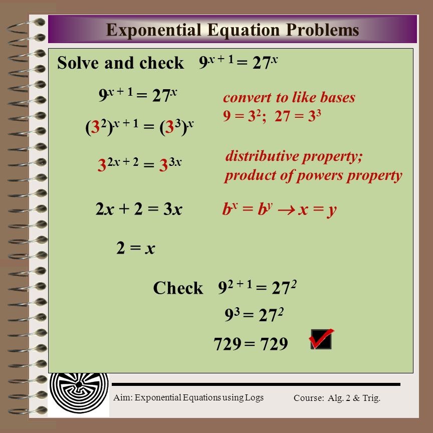 Aim Exponential Equations Using Logs Course Alg 2 Trig Aim Exponential Equations Using Logs Course Alg