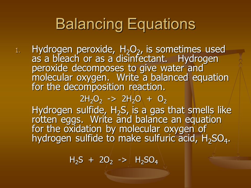 Balancing Chemical Equations An Equation That Uses Balancing Equations 1