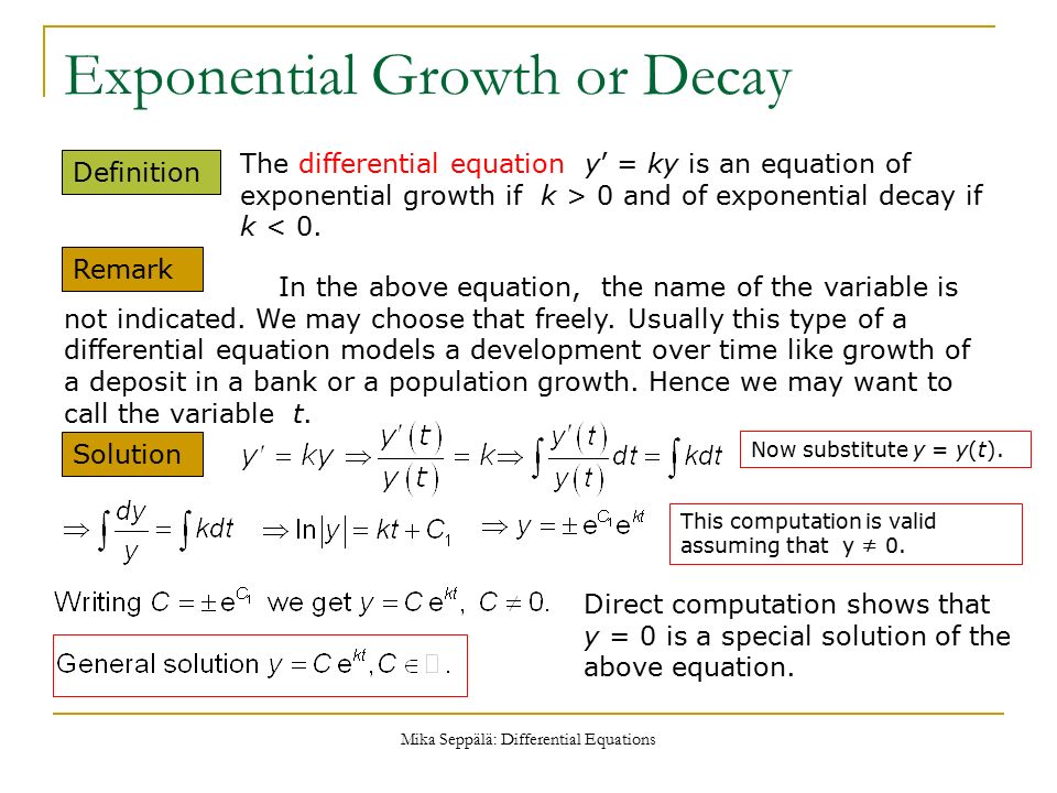 Exponential Growth Equations Talkchannels Diffeial Equations Ordinary Exponential Growth And Decay
