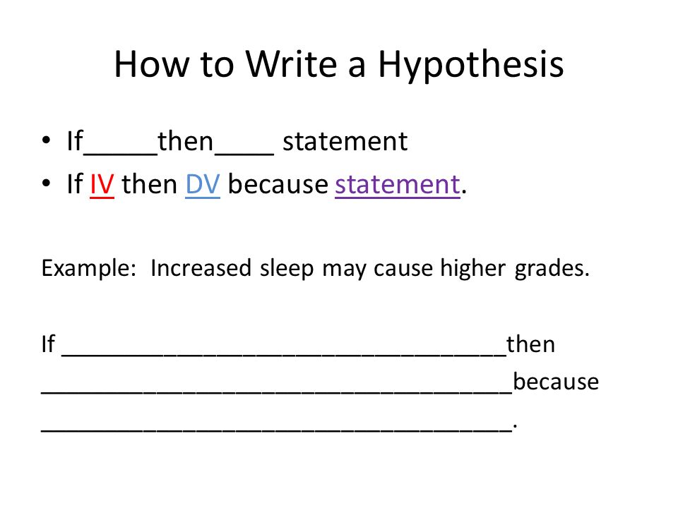 To write a hypothisis