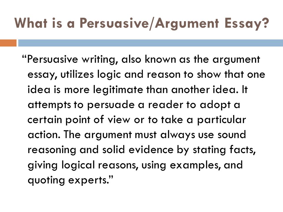 What is a Persuasive/Argument Essay.