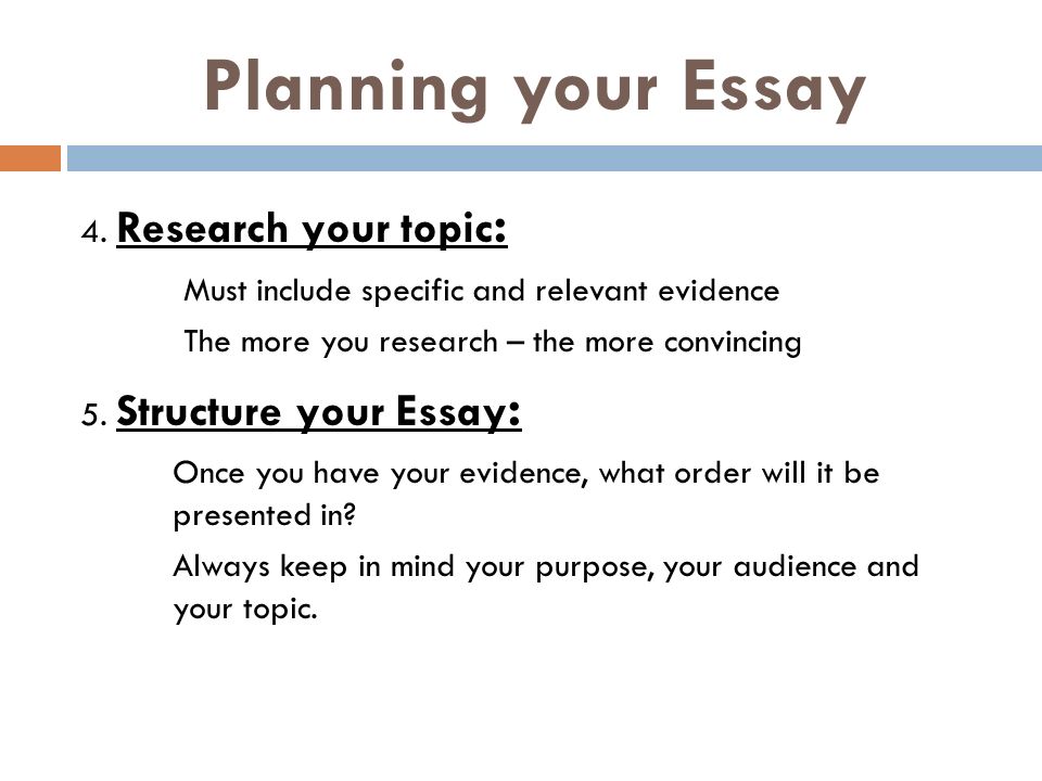 Planning your Essay 4.
