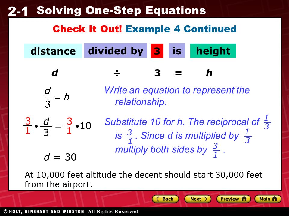 2-1 Solving One-Step Equations Check It Out.