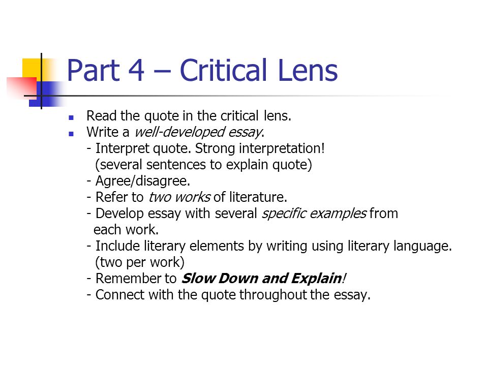 Good critical lens essay example