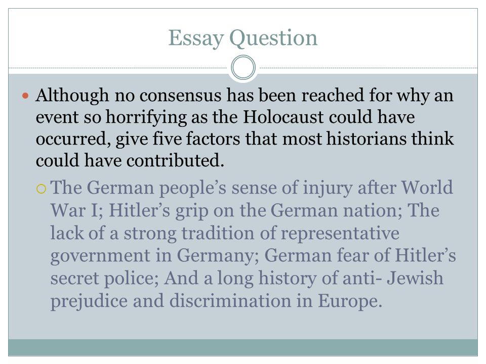 Good essay questions for the holocaust