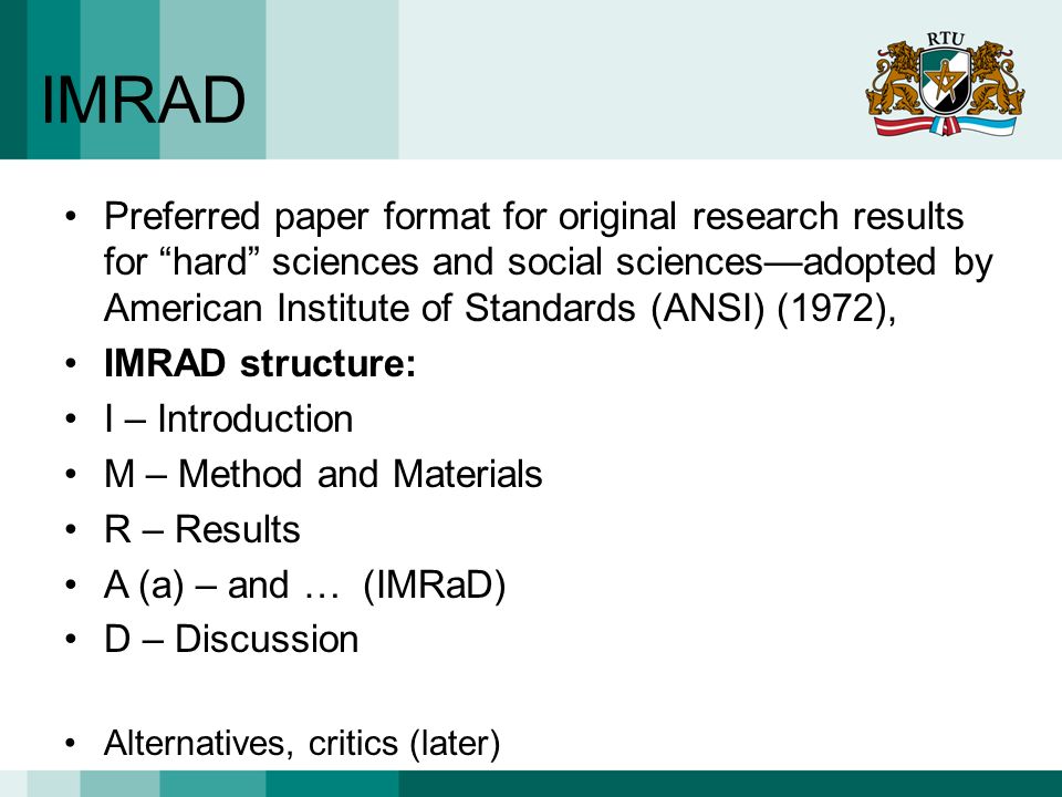 guidelines for structuring the scientific paper merija jirgensons standard scientific paper format