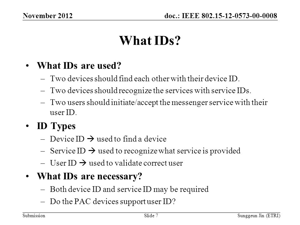 doc.: IEEE Submission What IDs.