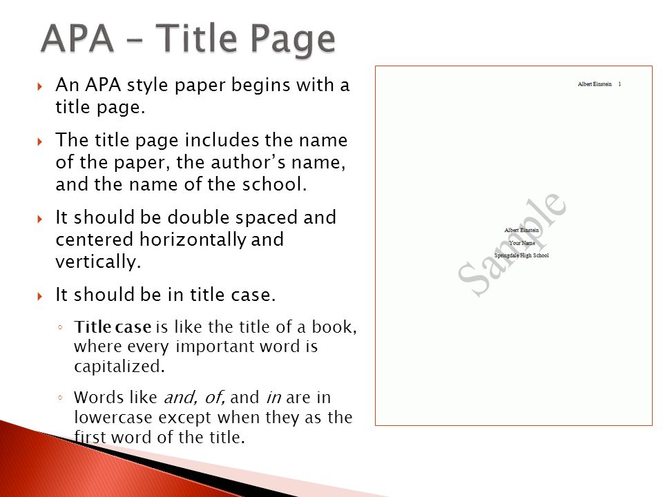  An APA style paper begins with a title page.