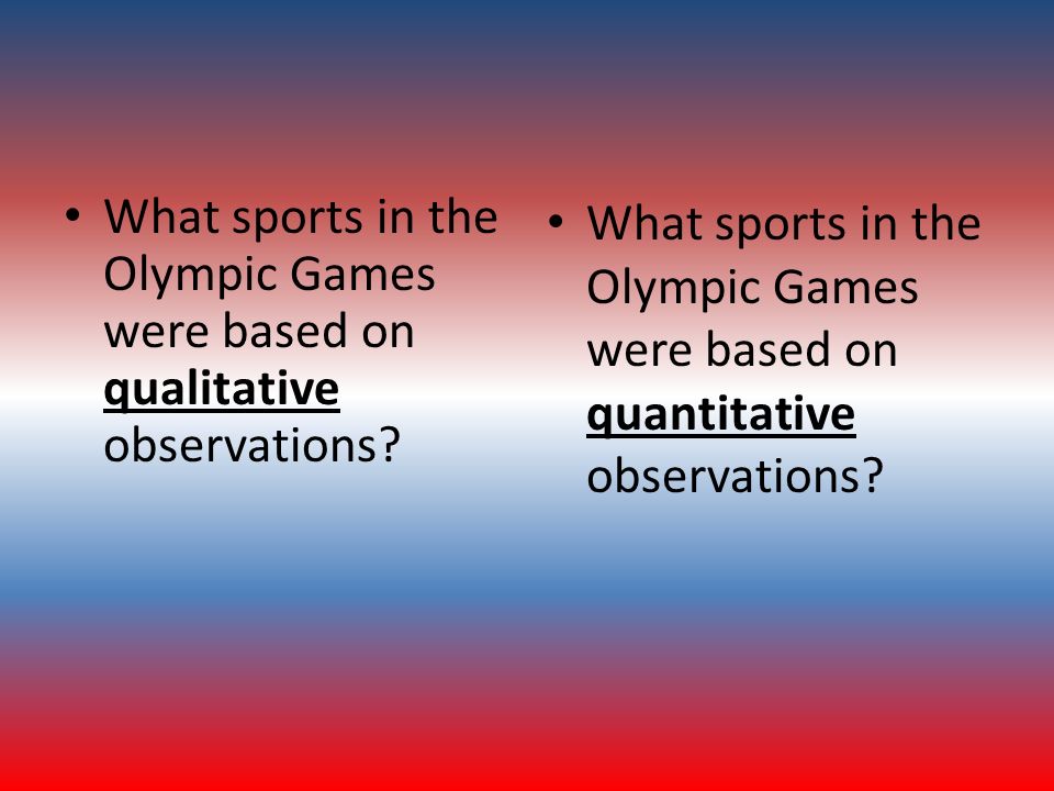 What sports in the Olympic Games were based on qualitative observations.