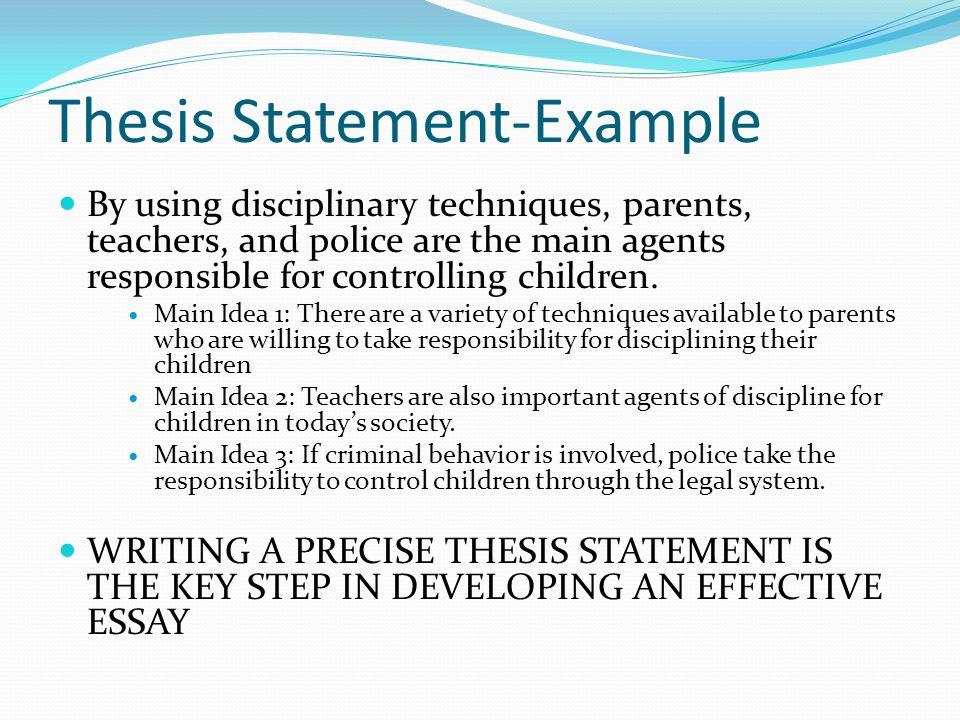 Topic and thesis statement examples