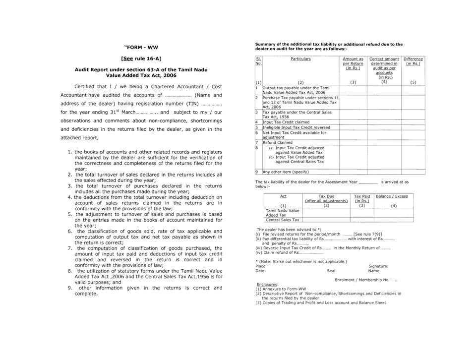 government of tamilnadu commercial taxes department presentation on ww form