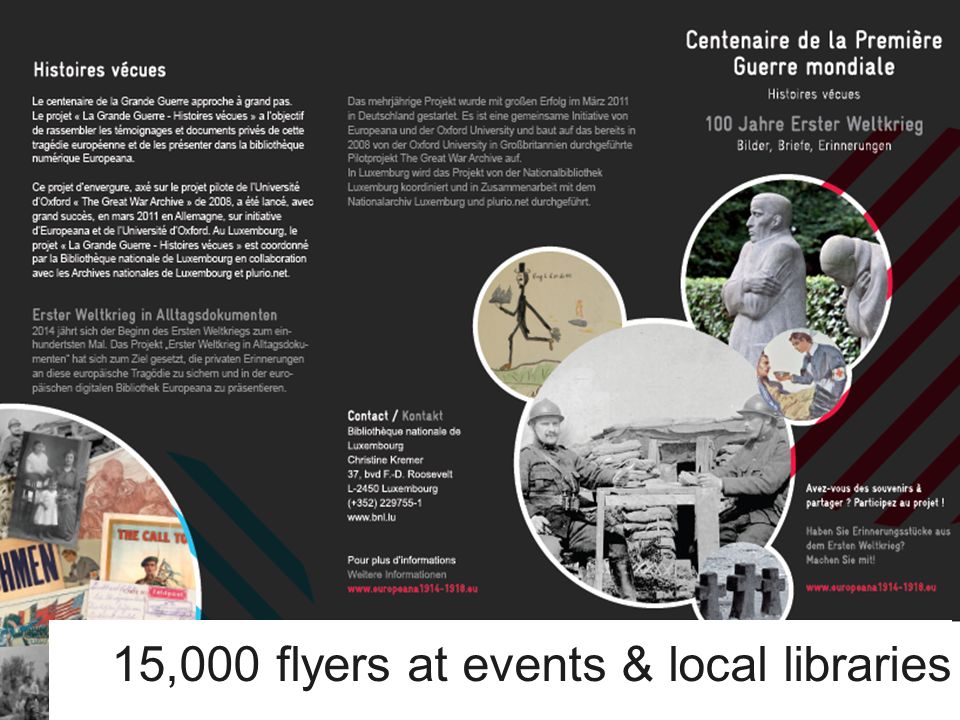 15,000 flyers at events & local libraries