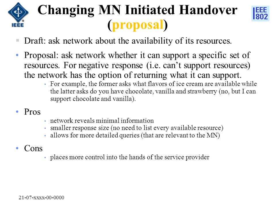 21-07-xxxx Changing MN Initiated Handover (proposal)  Draft: ask network about the availability of its resources.