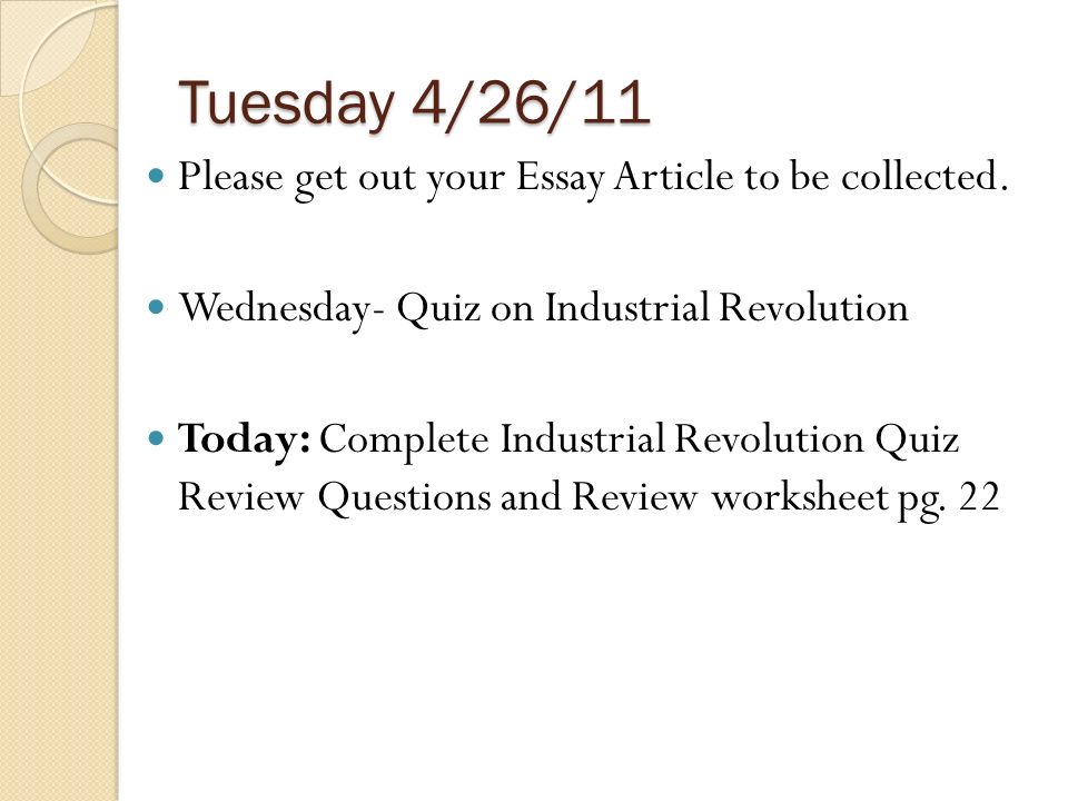 Industrial Revolution Essay Questions