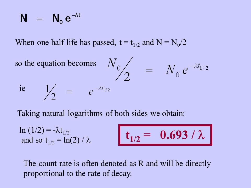 The Random Nature Of Radioactive Decay It Is Impossible To Predict 4 So The Equation Becomes When One Half Life